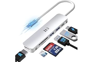 B3 BIGTHREE Hub USB C adattatore per MacBook docking station multiporta USBC 6 in 1 con 4K@30Hz,55W PD,USB-C e USB-A 5Gbps,lettore di schede microSD e TF, per MacBook Air/Pro M1/M2 Laptop iPad e altro ancora