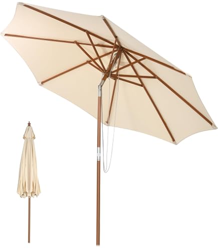 Rendez les Fêtes Spéciales avec le Cadeau Parfait Pied De Parasol En Béton Recouvert De Bois D'acacia Massif à Roulettes 35 Kg de Boutique De Jardin FR
