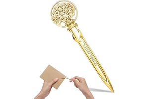 RAYKCE Letter Openers Retro Gold Envelope Opener - Elegant Zinc Alloy Paper Knife with Vintage Tree of Life Handle, Office Home School Use, Gift for Him Her Boyfriend Girlfriend Husband Wife
