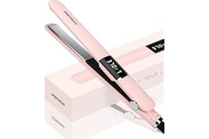 PRITECH Haarglätter, Heizplatte aus Titan, LCD-Display, Flacheisen aus Titan mit einstellbarer Temperatur 150 – 230 °C, Universalspannung, Glätteisen (Rosa) (Rosa)