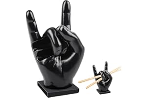 SI SEN Drumstick Halter, Creative Rock Hand aus Harz, Drumstick Display Show Stand, Drumsticks Decoration Zubehör, Geschenke für Schlagzeuger, Schwarz