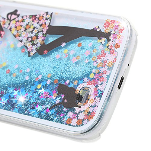 Für Samsung Galaxy S4 Hülle,Für Samsung Galaxy S4 Flüssigkeit Handyhülle,Funyye Luxus Luxuriös [Bunten Muster] Liebe Herzen Star Fließt Treibsand Durchsichtige Handytasche Glänzend Glitzer Diamond Diamant Fließen Flüssig Flüssigkeit Handyhülle Handy Hülle Case Tasche Crystal Case Durchsichtig Schutzhülle Etui Bumper Für Samsung Galaxy S4 + 1 x Frei Displayschutzfolie – Blau Glitter,Rock Mädchen - 3