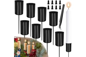 AONGRAY 8 Stück Kerzenhalter Adventskranz 11 x 2.5cm Stabkerze Kerzenständer Stabkerzenhalter Kegelkerzenständer Adventskranz mit Dorn für drinnen und draußen