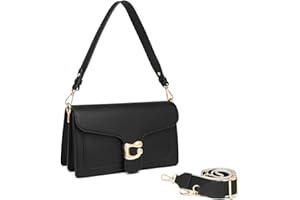 Travistar Handtasche Damen Klein Umhängetasche Damen PU Leder Crossbody Bag Damen Schultertasche Abendtasche Kupplung mit 2 Abnehmbar Breiter Gurt Kreditkartenfächer Schwarz