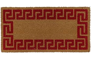 CASA TESSILE Zerbino antiscivolo in cocco naturale IMPERATORE GRECA Elegante Tappeto da Ingresso - BORDEAUX, 40x80 cm.