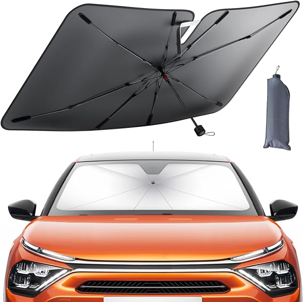 Lamicall Car Windshield Sunshade Umbrella - Foldable Car Windshield Sun Shade Cover, 5 Layers UV Block Coating, 52