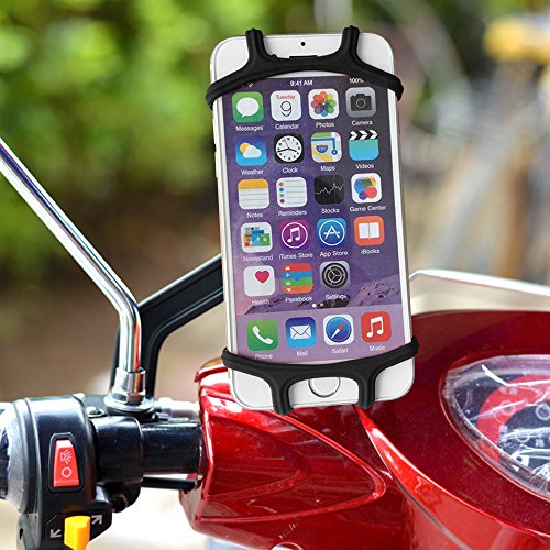 Supporto Bici Smartphone, AFUNTA 2 Packs Silicone Porta Bike Cellulare Mount Installa sul Manubrio per Biciclette il Support per Smartphone 4