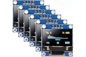 DORHEA Lot de 6 modules d'affichage OLED de 0,96 pouces 12864 128 x 64 pixels LCD jaune bleu platine I2C série 0,96 pouces puce IIC 4 broches auto-éclairante compatible avec Ardu ino Raspberry Pi