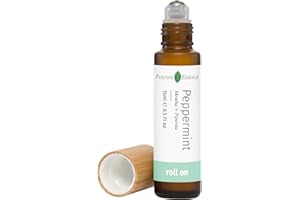 POSITIVE ESSENCE Peppermint Essential Oil Roll On, Calming, Headache, Tension and Stress Relief, Pure Peppermint Essential Oil and Jojoba Oil for Skin Nourishment, Leak-Proof Metal Rollerball, Travel Roll-on (15mL)