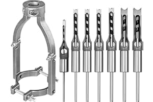 LUOLETY Zestawy wierteł do otworów kwadratowych, do obróbki drewna, HSS, dłutowanie do drewna, pogłębiacz, zestaw wierteł wpuszczanych z adapterem, 6,4 mm, 8 mm, 9,5 mm, 10 mm, 11 mm, 12,7 mm, 14 mm, 16 mm, 7