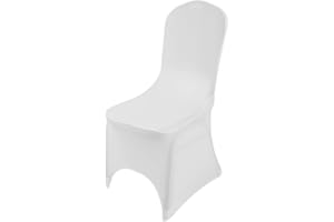 THE CHAIR COVER COMPANY Chair Covers Spandex Universal Slipcovers Dining Chair Cover Wedding Banquet Party Arched Front (White, 1)
