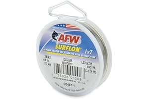 American Fishing Wire Surflon Vorfachdraht aus Edelstahl, Nylonummantelt, Angelschnur für Salzwasser, 4,5 kg getestet, 113,4 kg getestet, in den Längen 9,1 m, 30,5 m, 91,4 m und 0,3 m