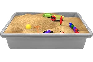 simpa Grey Large Deep Fill Plastic Rectangular Sand Pit Tray Only - 13cm (H) x 64cm (L) x 49cm (W)