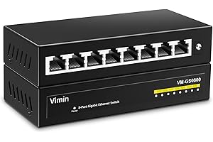 Commutateur Ethernet Gigabit à 8 Ports Non géré, séparateur réseau Ethernet VIMIN, Montage sur Bureau ou Mural, sans Ventilateur, Plug and Play, boîtier métallique, Corps Miniature.VM-GS0800-EU