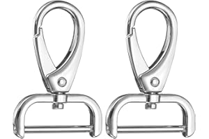 sourcing map 2Pcs Detachable Snap Hook Swivel Clasp 1" D Ring with Swivel Lobster Claw Clasps Hook for Purse Strap Keychain Bag DIY Craft, Silver