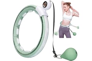 LEAFIA Smart Hula Hoop, Fitness Intelligente, Tranquillo Professionale Dimagrante, Non Cade, conteggio, con disco magnetico Massage Perdita di Peso, Regolabile 16 Nodi, per Adulti, Bambini