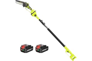 Supstable Mini Motosega con Batteria 8000mAh, 6 Pollici Sega Elettrica Telescopica per Potatura con Batteria e Caricabatterie, Testa del Motore Orientabile a 180°, Asta di Prolunga Fino a 2,8M