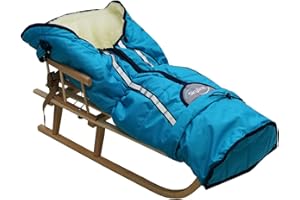 Luge en bois pour enfants avec dossier Luge Davoser en bois avec ceinture de sécurité, dossier, chancelière d'hiver pour enfants