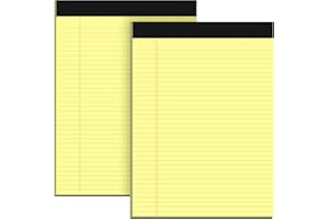 RONEKY Notepad A4 Legal Pad, 2 Pack Yellow Paper College Ruled Pads for Work, Double-Side Printed Lined Paper Note Pads A4 Narrow Ruled Writing Note Pads 30 Sheets Per Writing Pad for School, Home, Office