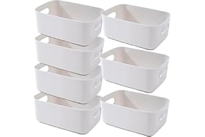 EURXLQ 7 Plastikowy Kosz do Przechowywania z uchwytami,Pogrubiony Organizer łazienkowy Szafka Kuchenna Kosze do Przechowywania Plastikowe Pudełko do łazienki Kuchnia (Szary, 20×15×7 cm)