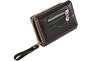 Ronoza Damski portfel, mały, kompaktowy damski portfel, miękka skóra PU, mały portfel, mały portfel damski o dużej pojemności, czarny, czarny, 10.5*7.5*4, Damski portfel z wieloma przegródkami na