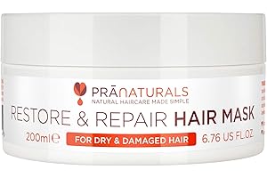 Le Masque PraNaturals Restaure et Répare les Cheveux - Après-shampoing sans Silicone - Avec Beurre de Karité pour Réparer les Cheveux Secs et Abîmés