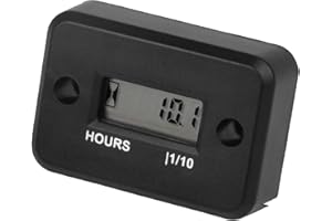 Jayron Digital LCD Inductive Hour Meter Hourmeter Waterproof For Marine Boat SnowBlower Inverter generator lawn Mower and Small Gas Engine (HM006A-M4, black)