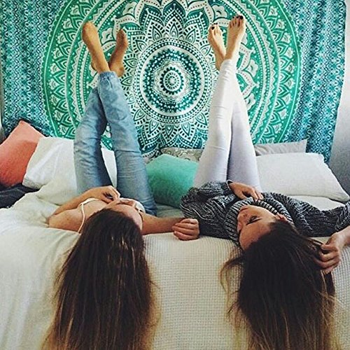 urbancharm-indian grün ombre Hippie Wandteppich, Wandbehang, Bohemian, Mandala Wandbehang Tapisserie Tapisserie, Gypsy, New Age