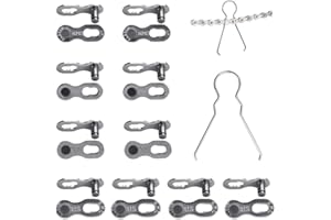 ZACUDA 10Pairs Bicycle Missing Link 6, 7, 8, 9, 10, 11 Speed Bike Chain Link Reusable Joining Link Steel Quick Release Bike Chain Links with Chain Removal Tool for Road Mountain Bike(Silver)