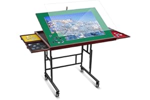 TELGUUA Tavolo Puzzle da 1500 Pezzi con 4 Cassetti e Gambe Colorati, Tavolo Puzzle Portatile con Angolo Regolabile, Tavolo Puzzle per Puzzle per Adulti