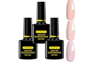 GEEWHILE Nude Gel Polish, 3 Pcs French Manicure Gel Polish Set, Nude,Dark Nude,Nude Pink Nail Polish Builder Gel For Nails, 8ml Each UV Gel Nail Polish Varnish For Nail Art Salon DIY Home