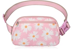DMLuna Piccola borsa a tracolla da donna alla moda, leggera, per donne e uomini, mini marsupio con cinghia regolabile per corsa, allenamento, viaggi, Z - Margherita Rosa, Marsupio alla moda