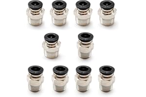 SRJQXH 10 Pcs Straight Pneumatic Push to Quick Connect Fittings, M6 1/4 and M8 1/4 Tube Push in Quick Fitting, Copper Push to Quick Connect Fittings, Suitable for Trachea and Automation Equipment