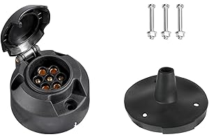 XUEYI Prise Remorque 7 Broches Etanche, Femelle, Arriere, ISO 1724, 12V