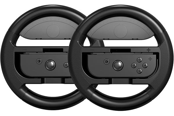 COODIO Volante Pro Switch, Volante Joy-Con, Grip Cómodo Volante de Carreras para Mario Kart 8 Deluxe / Nintendo Switch & Versión OLED, Negro (Pack de 2)