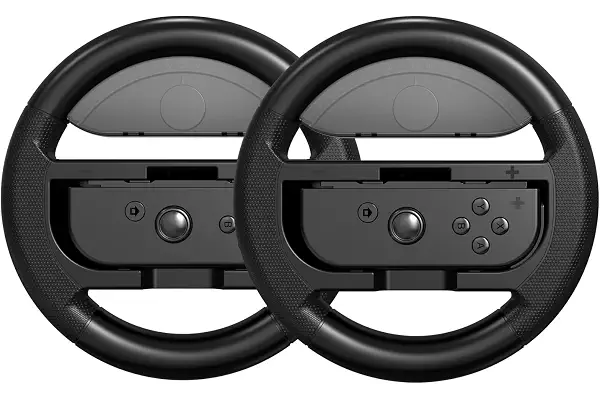 COODIO Volante Pro Switch, Volante Joy-Con, Grip Cómodo Volante de Carreras para Mario Kart 8 Deluxe / Nintendo Switch & Versión OLED, Negro (Pack de 2)