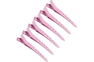OMBRISA Duck Billed Hair Clips for Styling Sectioning 24 Pcs, Metal Hair Clips for Women Long Hair, Metal Alligator Curl Clips for with Holes for Hair Extensions Hair Coloring Salon (Pink)