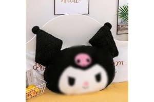 NatureMan Kawaii Anime Plush Pillow,Cartoon Stuffed Animal Figure Plushies Pillow Toy, Super Cute Cartoon Theme Party Decor Super Soft Kids' Plush Toy Cushion Girl's Birthday Gift (Black)