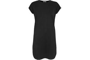 Fashion Star Womens Curved Hem Turn Up Sleeve T-Shirt Dress
