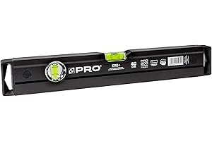 PRO800 Nivel de burbuja 40cm fresado en un lado con perfil ergonómico - ERS+ (Easy Reading System) Nivel de precisión con tapones antichoque - Color Negro