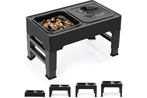 PETTOM Raised Dog Bowl, Slow Feeder Dog Bowl and Non-Spill Dog Water Bowl, 4 Height Adjustable Dog Bowls with Stand, Dog Food and Water Bowl Set, Elevated Dog Bowls for Small Medium large dogs