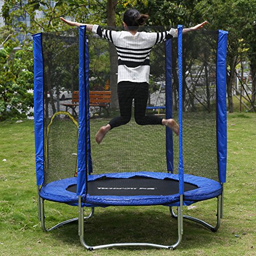 Ancheer Trampolin, Outdoortrampolin, Gartentrampolin, Belastbarkeit ca. 150 kg, Durchmesser Ø ca. 182-213cm - 7