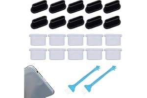 PFLYPF 20 Stück USB C Staubschutz Stöpsel,Staubdichter Silikonstecker passend für Handy Typ C Ladeanschluss.10 Schwarze und 10 durchscheinende Farben und 2 kleine Pinsel.