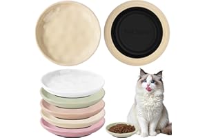 Vikcvcsc 5 Pezzi Ciotole per Gatti Ceramica, Ciotola Gatto con Base in Gomma Antiscivolo, Allevia l'affaticamento Della Barba, Ciotole Piatte Colorate per Gattini, Cani Piccoli