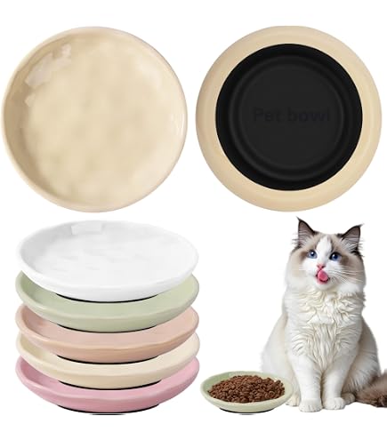 FoiiLiio 6er Set Keramik-Katzennäpfe – Flach, Rutschfest, Spülmaschinenfest!