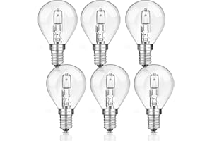 Liuyife G45 E14 Golf Ball Bulb 28W, Dimmable, Warm White 2700K 370LM, SES Small Edison Screw Mini Globe, E14 Classic Clear Round Bulb for Chandelier, Wall Lamp, Table Lamp, Pack of 6