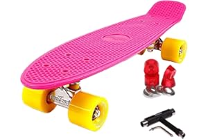 FunTomia Mini Board monopatín Skateboard 57cm - con o sin LED Ruedas - Wheel 59mmx45mm (82A) - Rodamiento ABEC-11