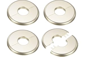 M METERXITY 4-Pack Flangia A Parete Divisa, Per Tubo OD 1 Pollice/25mm Piastra ABS Piastra Rotonda Autoadesiva Coperture Idrauliche Per Tubo Dell'Acqua/Rubinetti [Tonalità Oro]