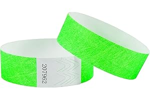 L LIKED 500 Pack Wristbands for Events, Paper-Like Numbered Bands for Nightclubs, Waterparks, and More (Fluorescent Green)