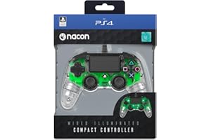 Nacon - Compact Mando con licencia Oficial Sony para PS4 y PC, Gaming Controller con Cable - Verde Transparente